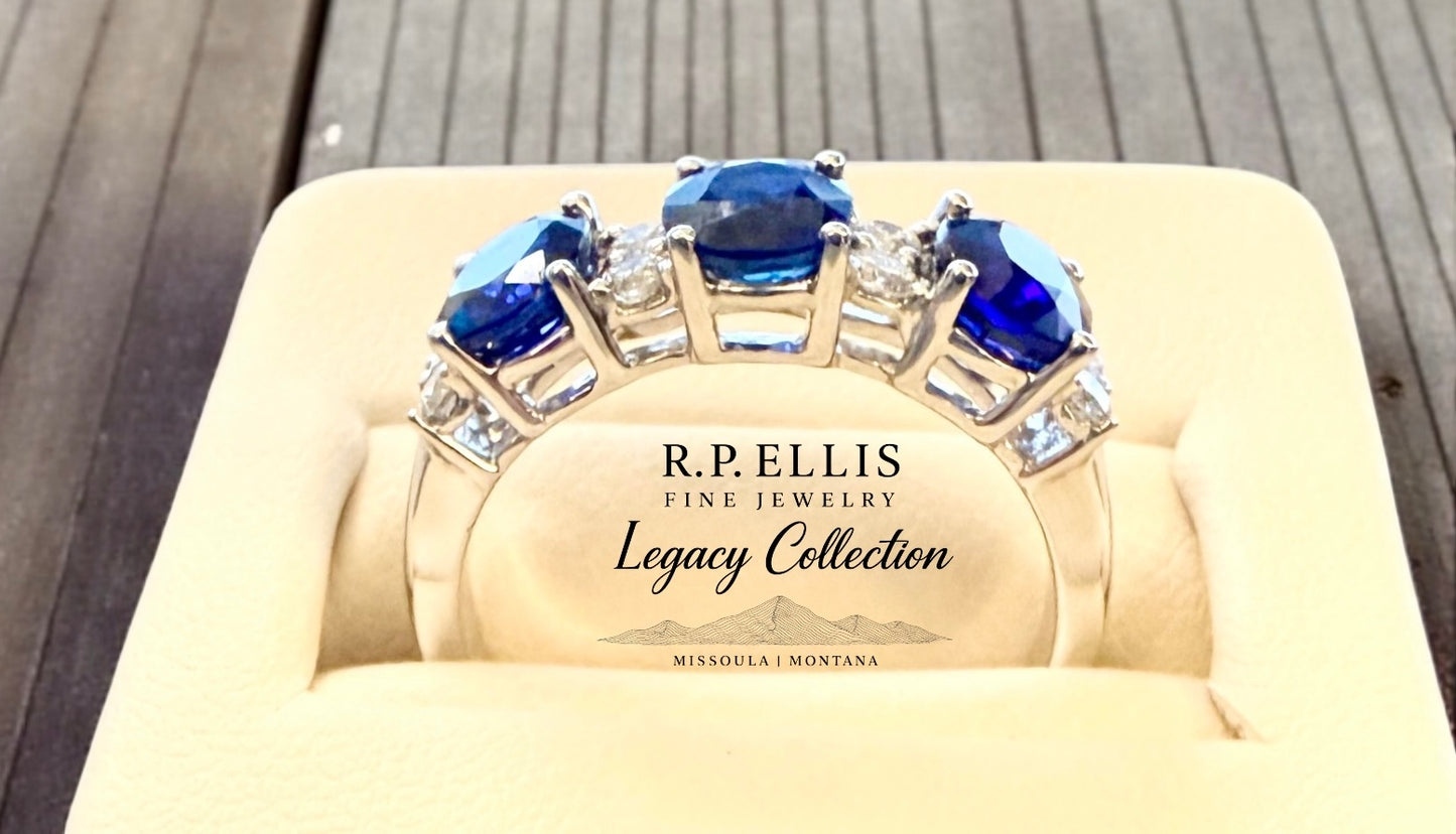 Five-Stone Oval Sapphire & Diamond Ring