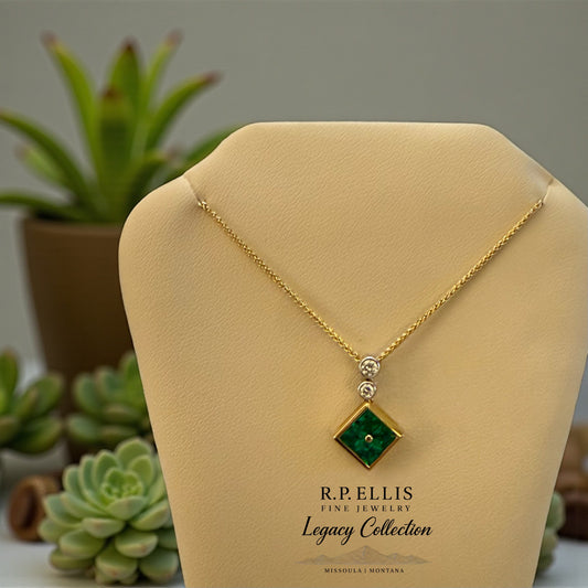 Emerald Diamond Drop Necklace