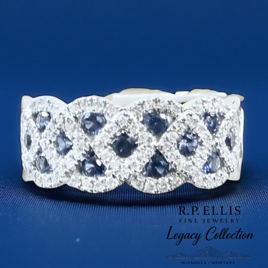 14K White Gold Sapphire & Diamond Band