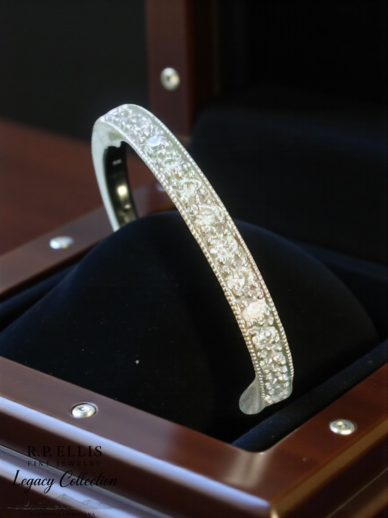 Platinum Milgrain Diamond Band