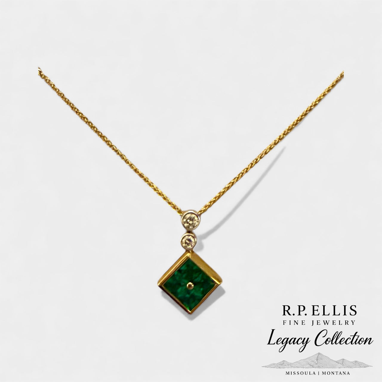Emerald Diamond Drop Necklace