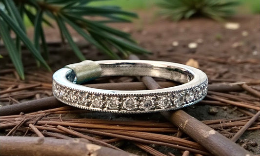 Platinum Milgrain Diamond Band