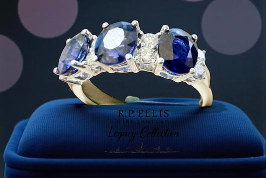 Five-Stone Oval Sapphire & Diamond Ring