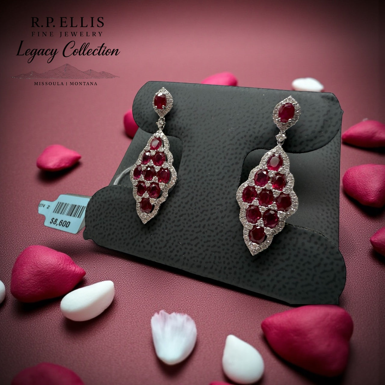 18K White Gold Ruby & Diamond Earrings | 6.25ct Total Weight