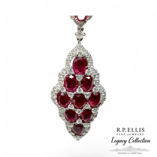 18K White Gold Ruby & Diamond Earrings | 6.25ct Total Weight