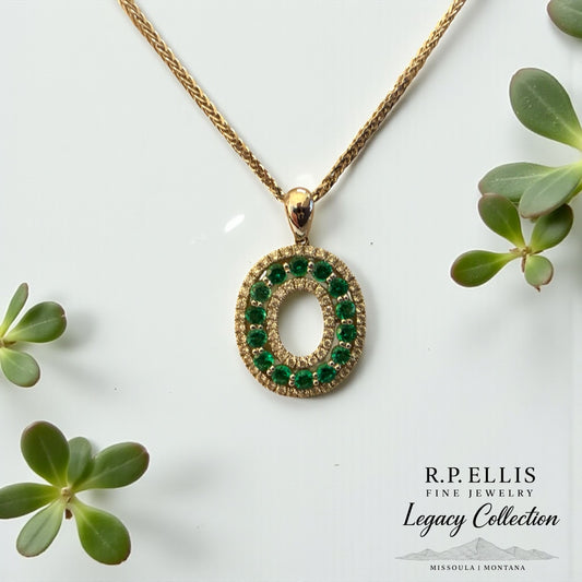 Emerald Halo Pendant Necklace
