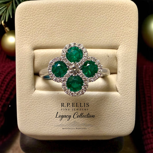 Emerald Clover Ring