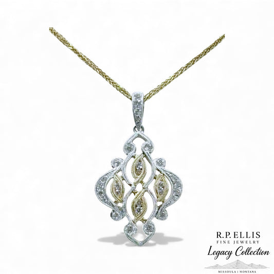 Diamond Filigree Marquise-Link Pendant