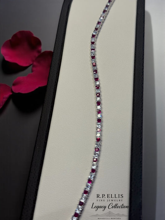 Ruby & Diamond Line Bracelet