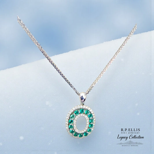 Emerald & Diamond Oval Pendant