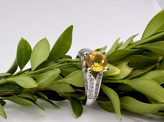 1.89 ct Yellow Sapphire & Diamond Ring