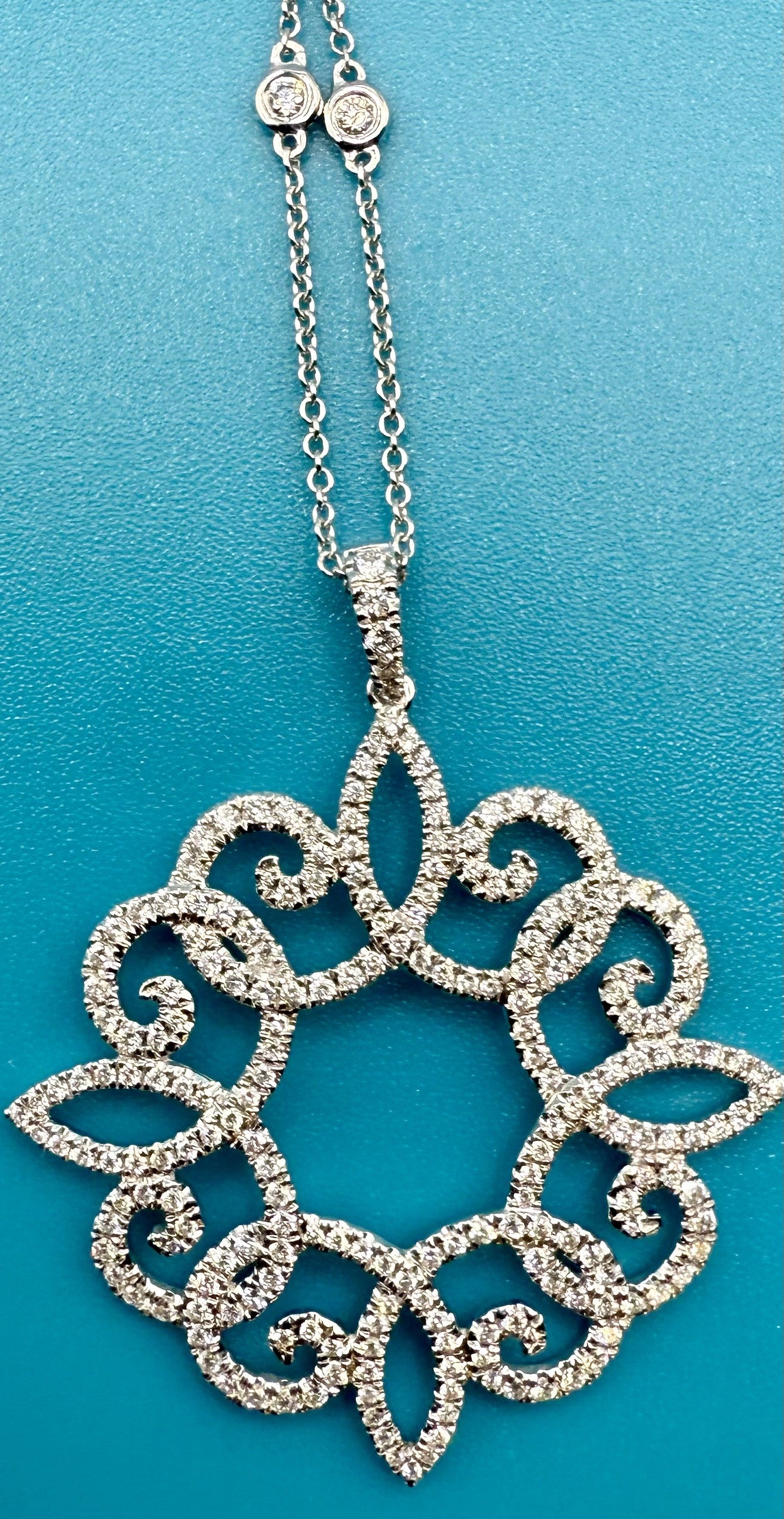 Diamond Filigree Pendant in 14k White Gold
