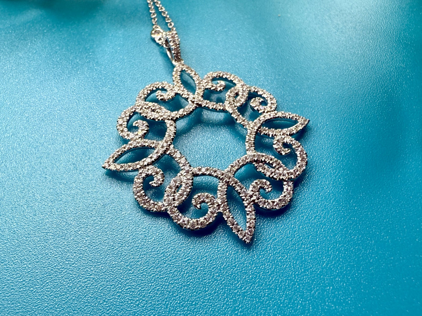 Diamond Filigree Pendant in 14k White Gold