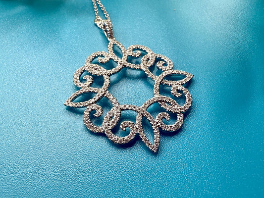 Diamond Filigree Pendant in 14k White Gold
